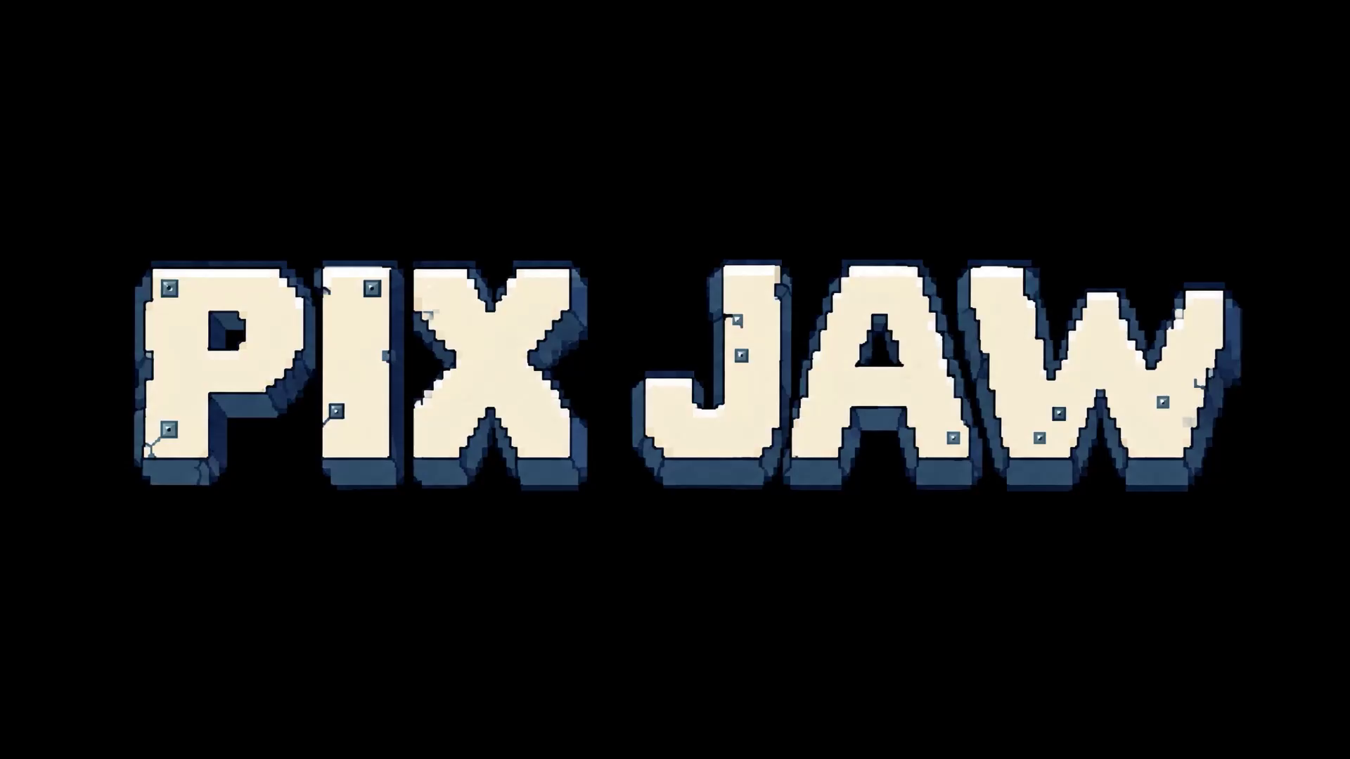 Pix Jaw lettering on a black background